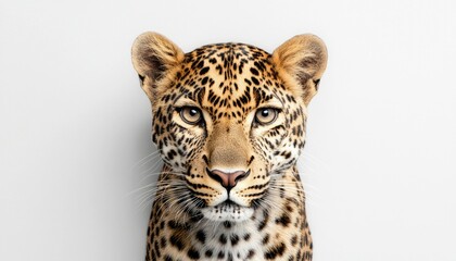 Obraz premium Leopard portrait against a white background, wildlife, wildlife, conservation