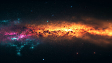 Fototapeta premium cosmic explosion of colors in deep space, swirling with vibrant hues and stars