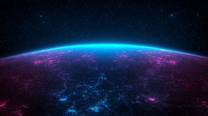 vibrant sci fi inspired galaxy with glowing electric hues and stars