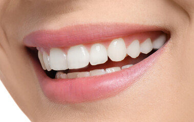 Young woman with healthy teeth and beautiful smile, closeup