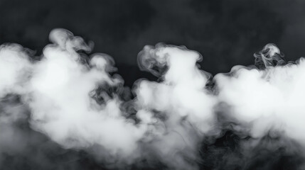 Naklejka premium Mysterious black and white smoke swirling across dark background creates intriguing atmosphere