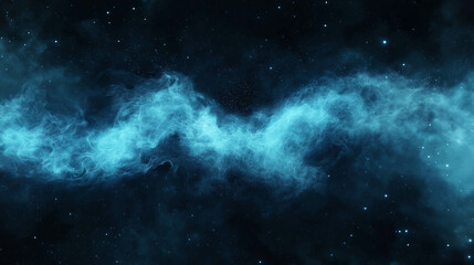 Fototapeta premium Surreal glowing blue smoke drifting through cosmic space filled with stars