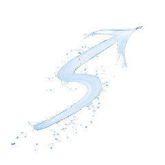 One arrow of water on white background