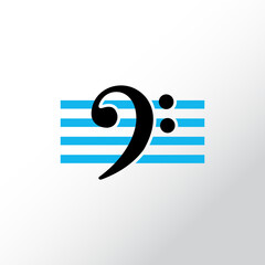 Bass Clef logo design vector