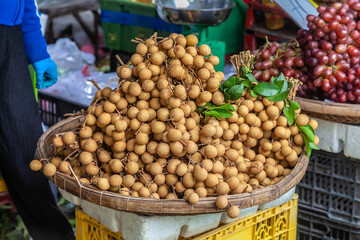 Longan favorite thai fruit delicious and sweet. Fresh lychee in market