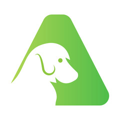 Initial Letter A Dog Logo Design Concept For Pet or Paw Symbol