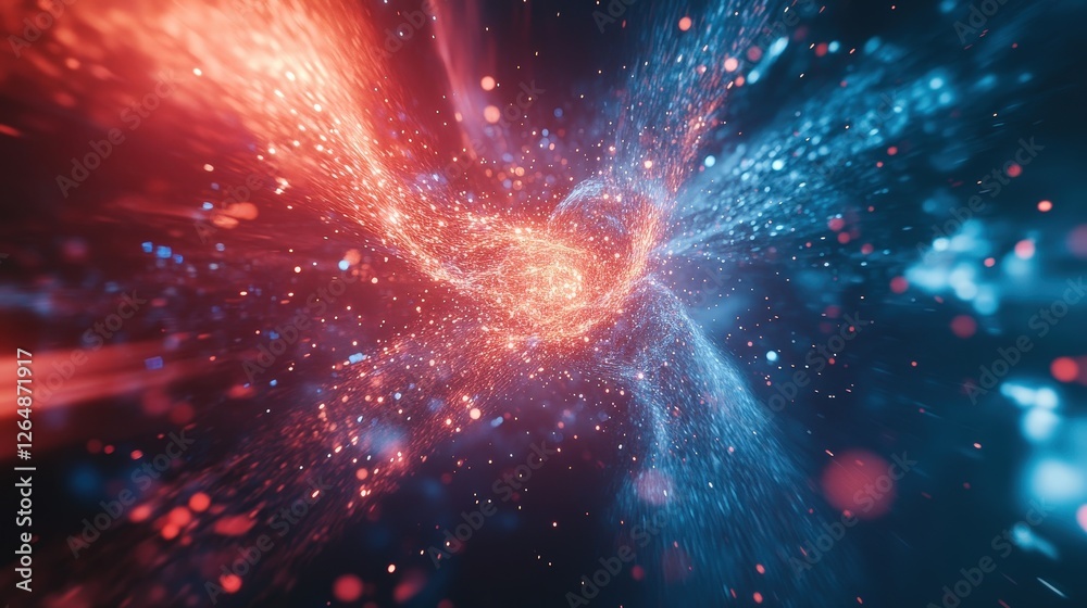 Poster proton collisions generating subatomic particles in a collider