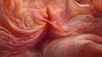 Peach blossom swirls, abstract background, floral design, art