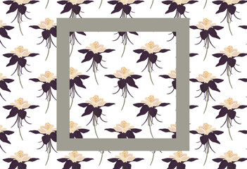 Swamp lily flowers on white background hand drawn illustration. Seamless floral pattern texture. Floral minimalist wallpaper