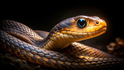 Obraz premium Close-Up View of a Colorful Snake with Gleaming Eyes in Nature