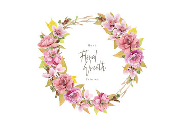 cherry blossom wreath background design sample