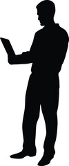 Businessman working on laptop silhouette illustration