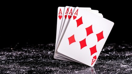 Ace Playing Cards on Black Surface
