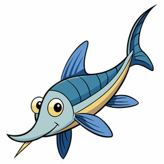 Fototapeta premium blue fish cartoon