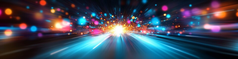 Obraz premium Abstract Swirling Lights With Colorful Bokeh, Motion Background, Long Exposure Lightstreaks