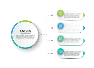 4 Steps Infographic To the right of the central circle, four numbered steps (1 through 4) are laid out vertically. Each step is contained within a rounded rectangle Simple infographic design template.