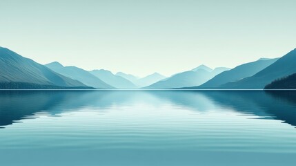 Serene mountain lake landscape with calm waters and distant peaks