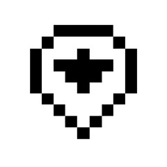 Obraz premium Pixelated shield icon in a retro style on a transparent background