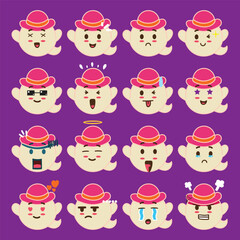 a cute genie or ghost emoticon set