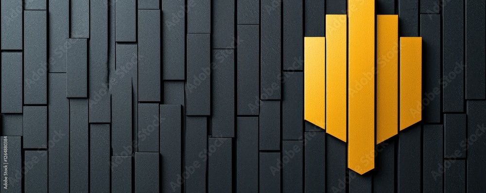 Poster Abstract Geometric Design with Yellow Element on Dark Textured Background for Modern Aesthetic Themes
