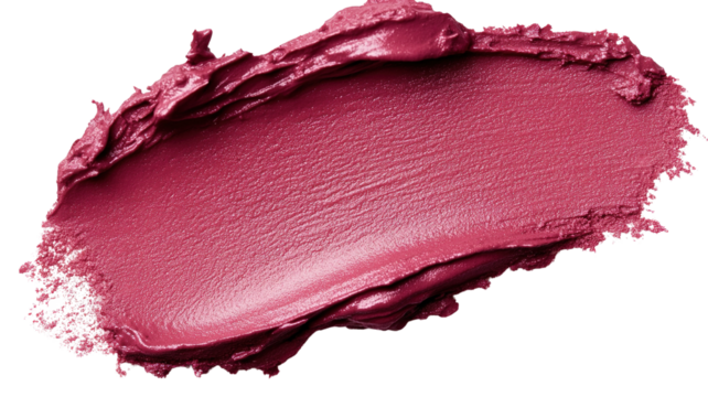 A rich berry pink blush, deep and vibrant with a satin finish, isolated on a transparent background