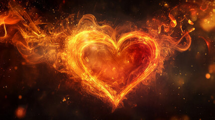 Warm connection expressed through a fiery heart symbolizing love and passion