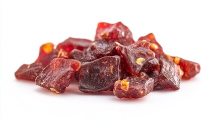 Obraz premium Spicy-Chili chamoy gummy bear isolated on white background top view high quality details, 3d rendering