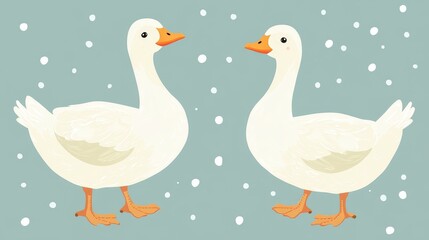 Duck, goose. Design for print, sticker, party decoration, logo, emblem, magazine prints or journal article, t-shirt design, poster. Vector illustration with Riso print effect