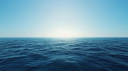 Fototapeta premium Vast Blue Ocean With Bright Sunlight At Horizon