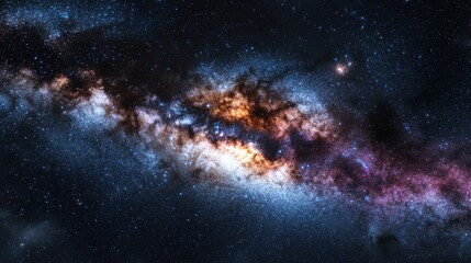 Fototapeta premium Stunning Deep Space View of Colorful Galaxy with Bright Stars and Nebulae in the Cosmic Night Sky