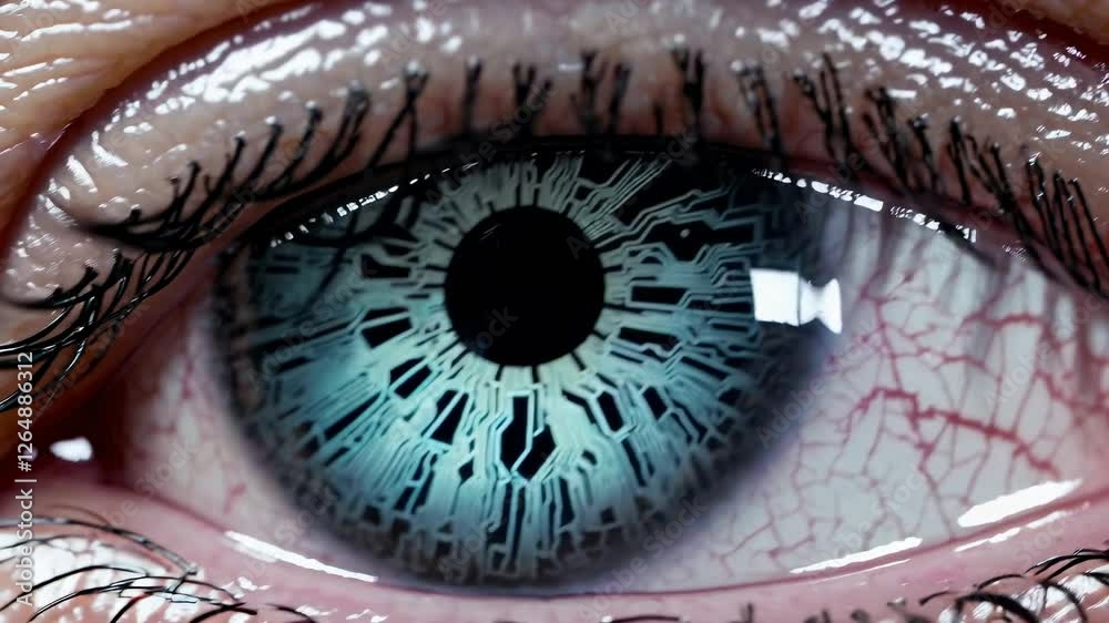 Leinwandbilder explore the intricate design of a computer circuit eye capturing the fusion of technology and biolog