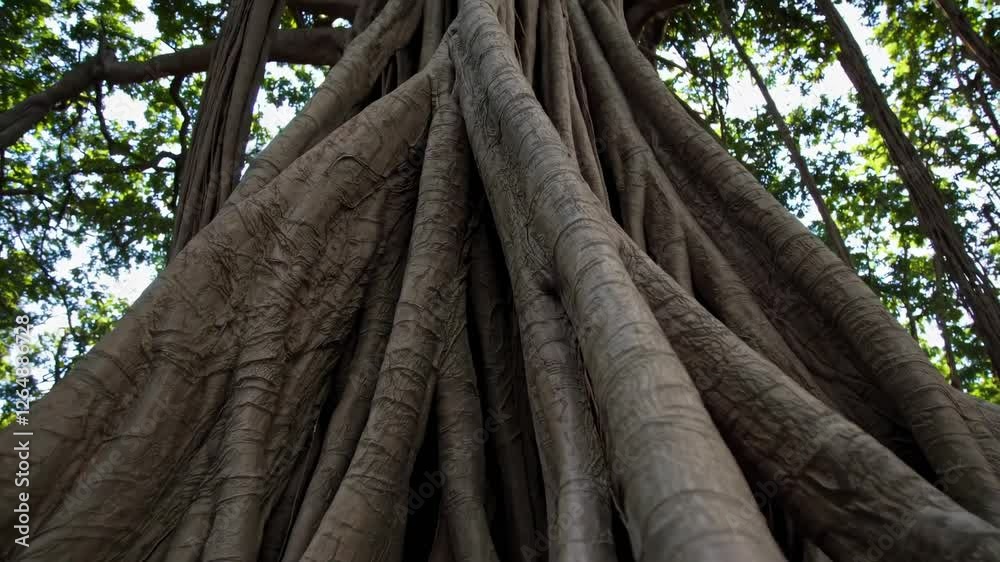 Aufkleber Majestic banyan tree roots create a stunning natural display in a serene forest setting