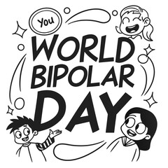 WORLD BIPOLAR DAY silhouette vector illustration