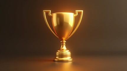 3D Rendered Golden Trophy with Glowing Effect