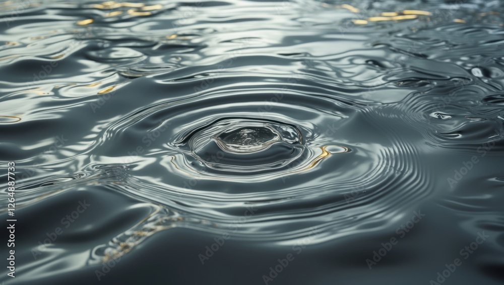 Aufkleber Ripples on Water Surface with Soft Reflections and Circular Patterns Creating a Natural Abstract Background Copy Space