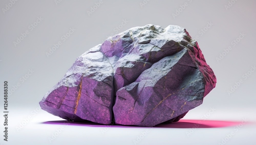 Fototapete large textured rock with colorful lighting effects on a white background featuring smooth contours a