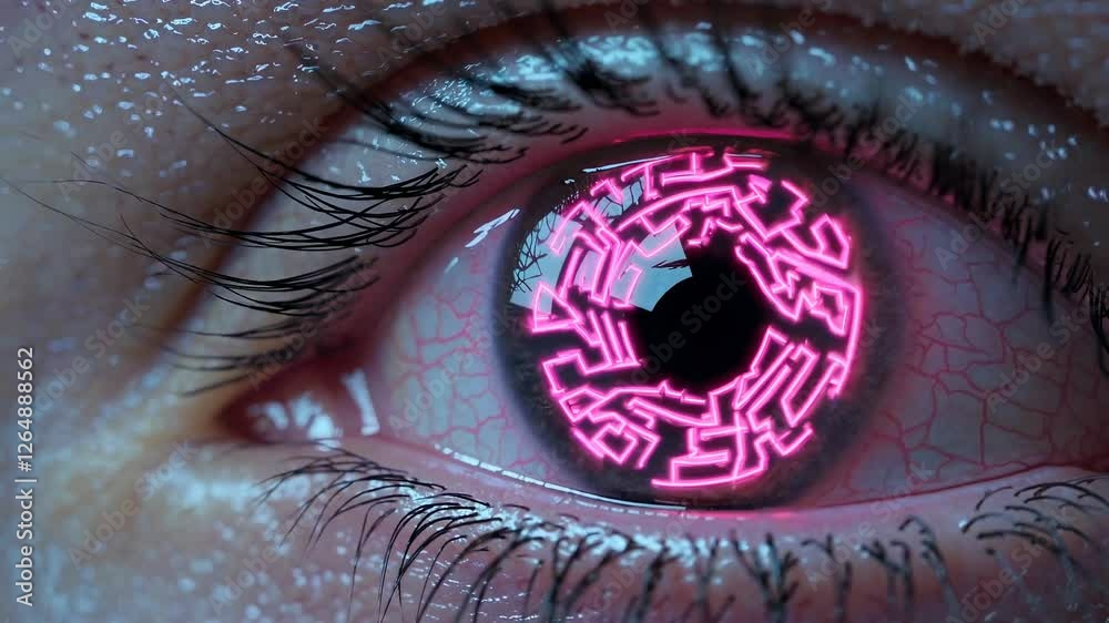 Aufkleber exploring technological visions through a vividly animated human eye with intricate designs