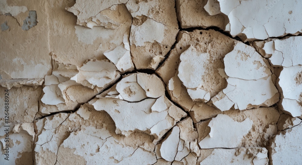 Poster cracked and peeling paint on old wall texture with visible layering and damage copy space