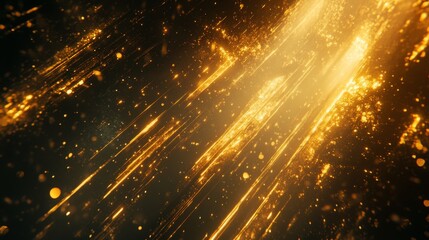 Mystical light shafts, golden sunbeams, dark atmospheric void, floating illuminated particles, diagonal light rays, dramatic contrast effect
