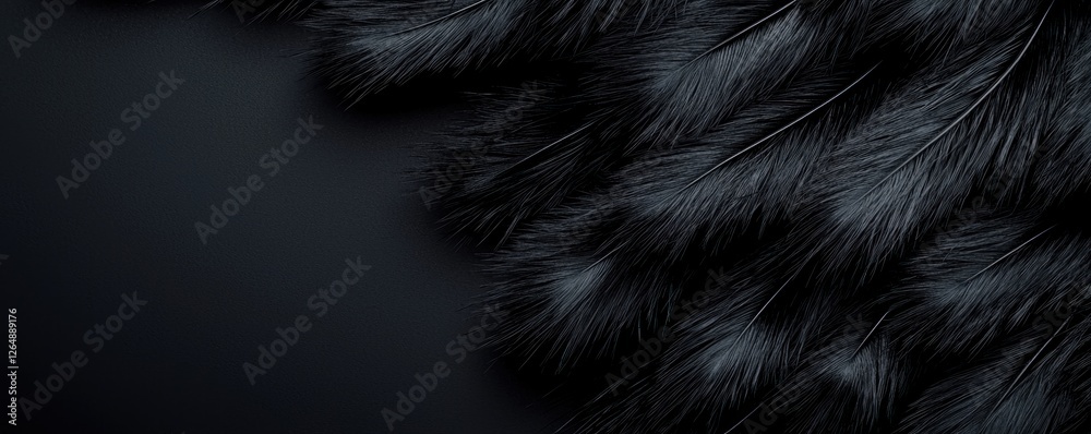 Aufkleber elegant black feather texture on dark background for artistic and creative projects