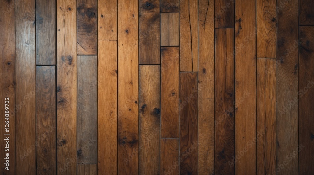 Poster Wooden floor texture with varying shades of brown and natural grain patterns ideal for background use and design projects Copy Space