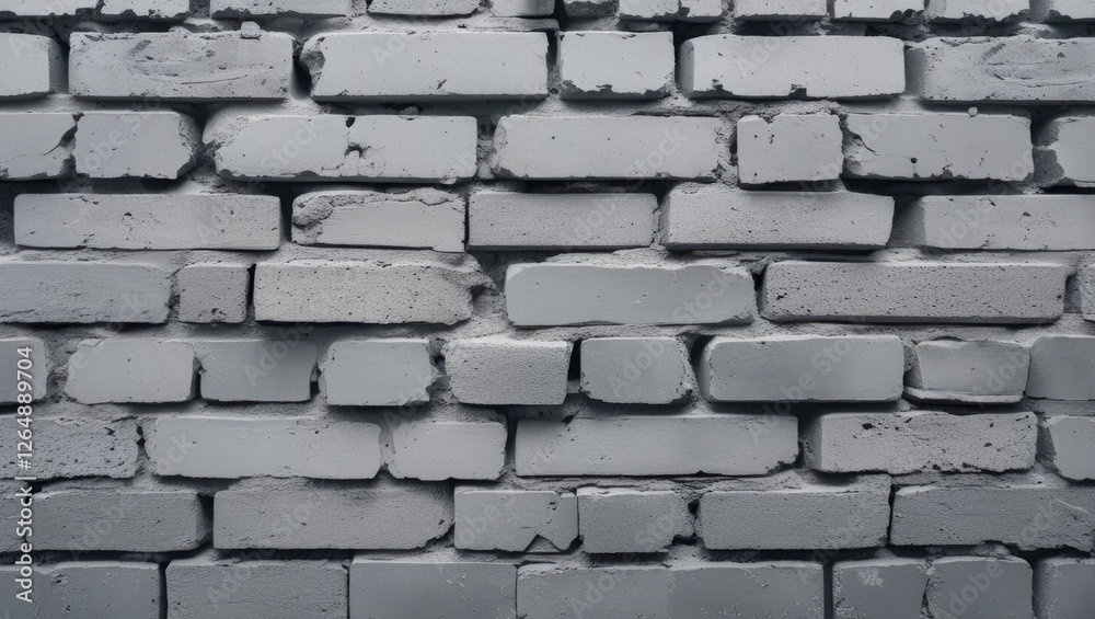 Poster gray brick wall texture background with uneven surface and mortar joints suitable for industrial or 