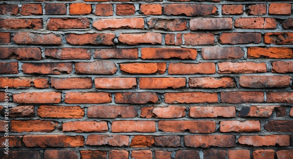 Aufkleber Textured red brick wall background with variations in color and mortar lines suitable for construction or design projects Copy Space