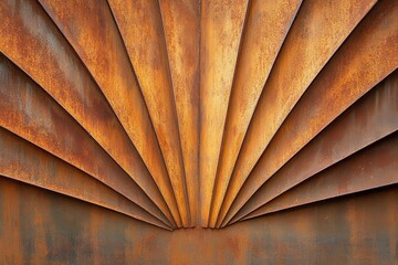 Abstract Pattern of Rusty Metal Plates Radiating in Warm Tones