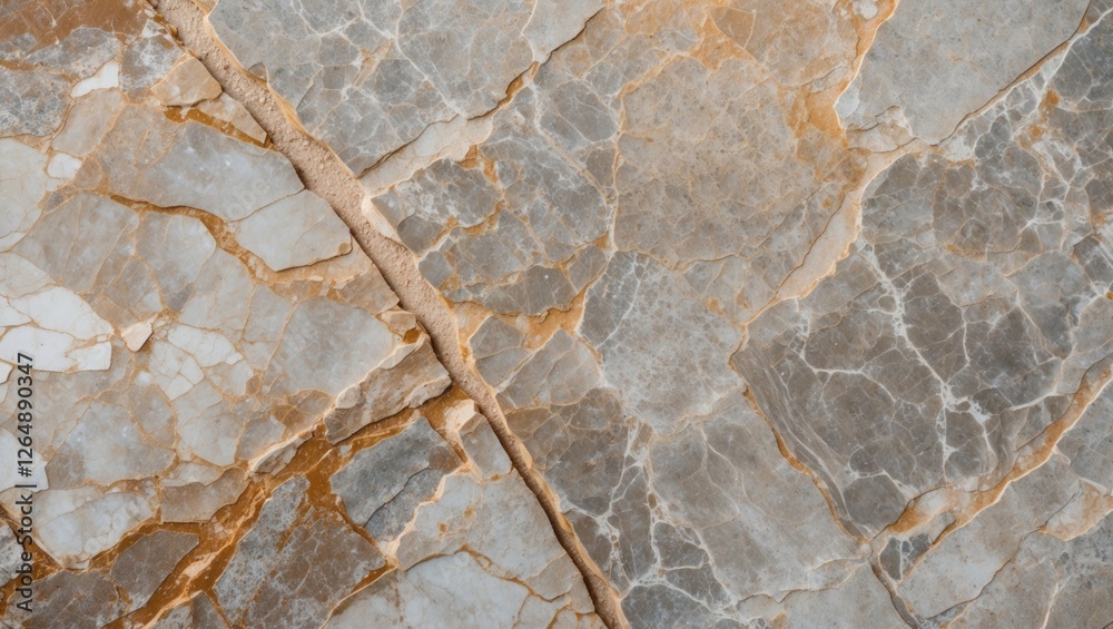 Poster Textured surface of natural marble stone with gray and beige tones featuring intricate patterns and veining  Copy Space