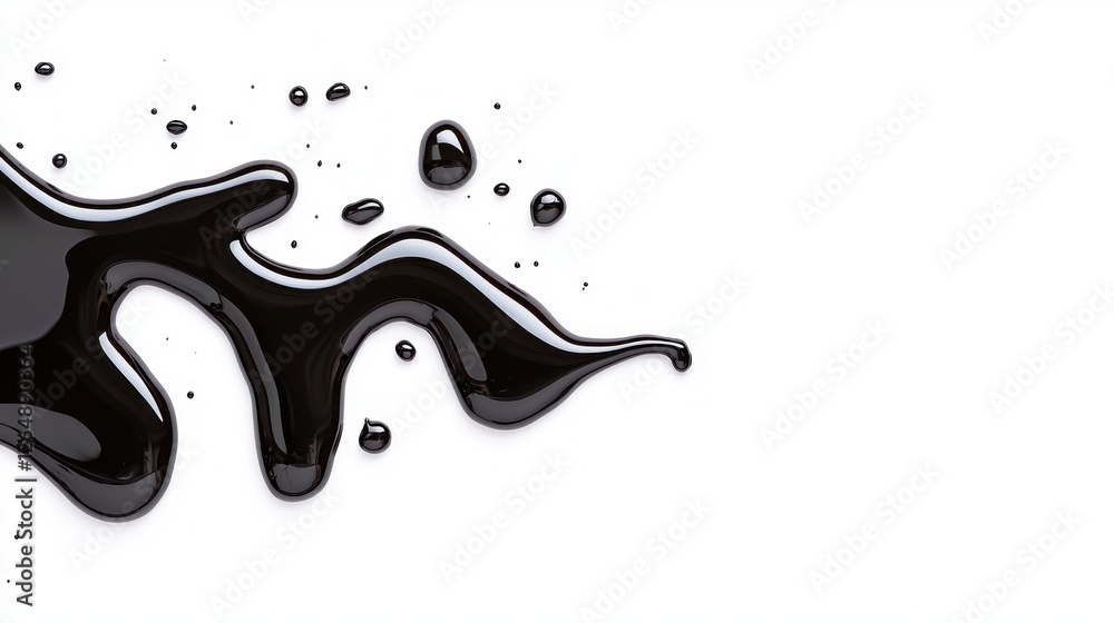 Aufkleber liquid black paint flowing on white background artistic abstract design for creative projects and co