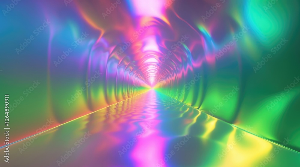 Fototapete Abstract colorful tunnel with reflections and light effects, creating a vibrant and dynamic atmosphere, ideal for design projects with Copy Space.