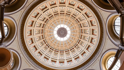 Obraz premium The dome of the Pantheon in Rome is a marvel of architecture, rivaling the interior of any cathedral or basilica