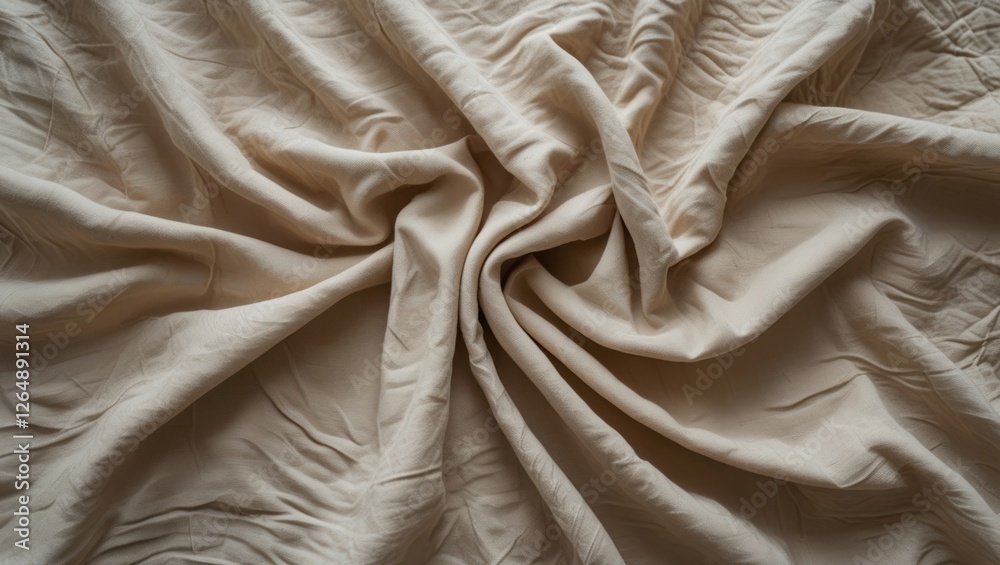 Leinwandbilder crumpled beige fabric texture background with wrinkles and folds for design use copy space