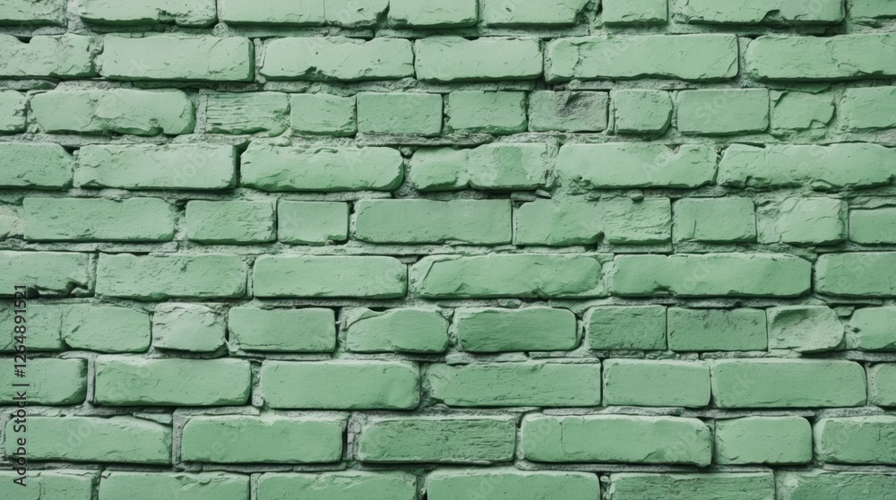 Leinwandbilder green painted brick wall background with textured surface and uneven paint application suitable for 